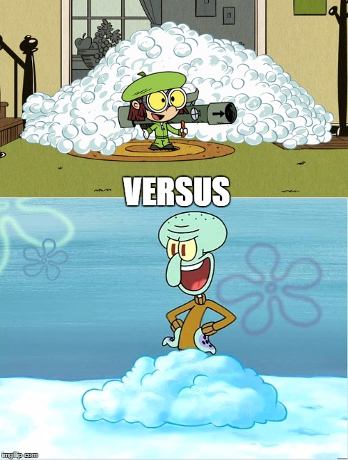 Lisa vs Squidward in a snowball fight | VERSUS | image tagged in the loud house,squidward,snowball,snow day | made w/ Imgflip meme maker