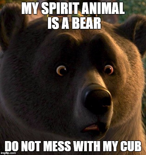 Queen Bear Mom Says | MY SPIRIT ANIMAL IS A BEAR; DO NOT MESS WITH MY CUB | image tagged in queen bear mom says | made w/ Imgflip meme maker