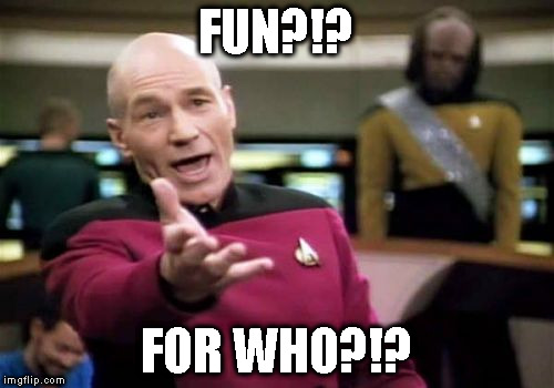 Picard Wtf Meme | FUN?!? FOR WHO?!? | image tagged in memes,picard wtf | made w/ Imgflip meme maker