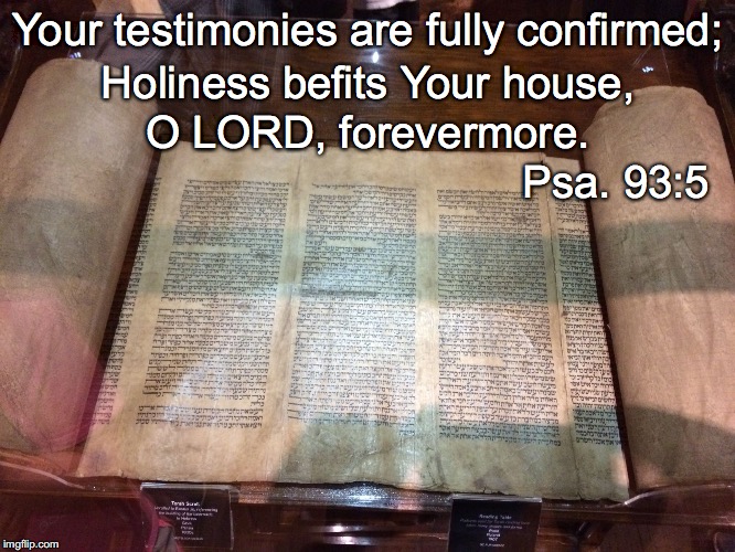Your testimonies are fully confirmed;; Holiness befits Your house, O LORD, forevermore. Psa. 93:5 | image tagged in testimonies | made w/ Imgflip meme maker