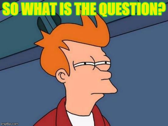 Futurama Fry Meme | SO WHAT IS THE QUESTION? | image tagged in memes,futurama fry | made w/ Imgflip meme maker