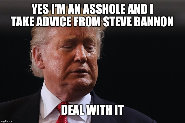 YES I'M AN ASSHOLE AND I TAKE ADVICE FROM STEVE BANNON DEAL WITH IT | made w/ Imgflip meme maker