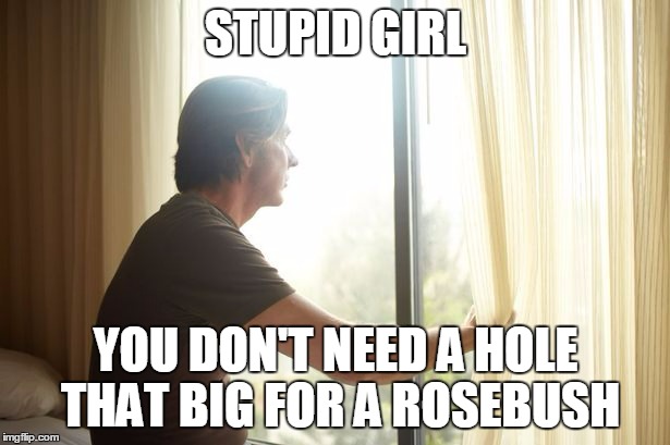 STUPID GIRL YOU DON'T NEED A HOLE THAT BIG FOR A ROSEBUSH | made w/ Imgflip meme maker