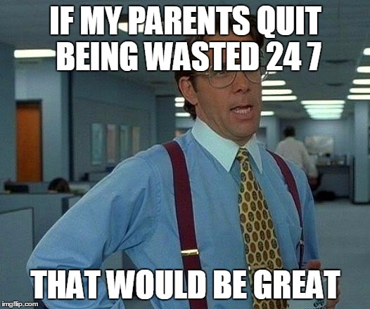 That Would Be Great | IF MY PARENTS QUIT BEING WASTED 24 7; THAT WOULD BE GREAT | image tagged in memes,that would be great | made w/ Imgflip meme maker