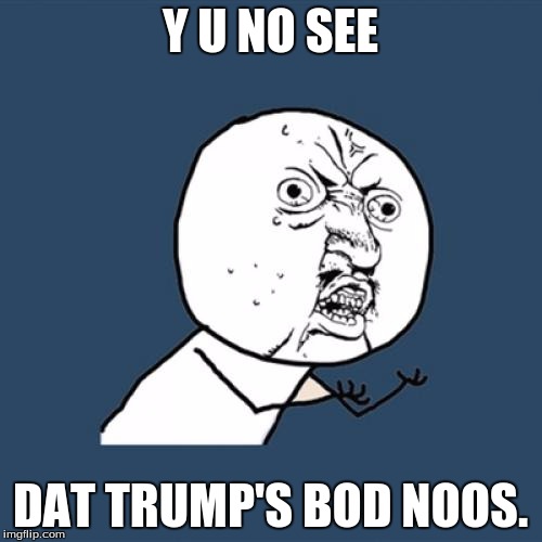 Y U No Meme | Y U NO SEE DAT TRUMP'S BOD NOOS. | image tagged in memes,y u no | made w/ Imgflip meme maker
