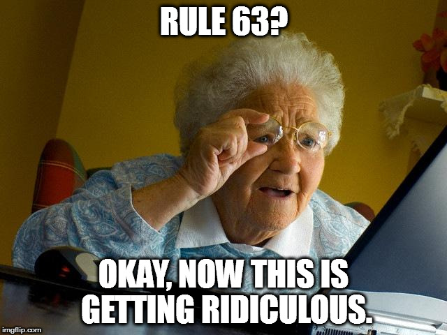 Rule 63 < Rule 63 is an Internet meme that states that, as a rule