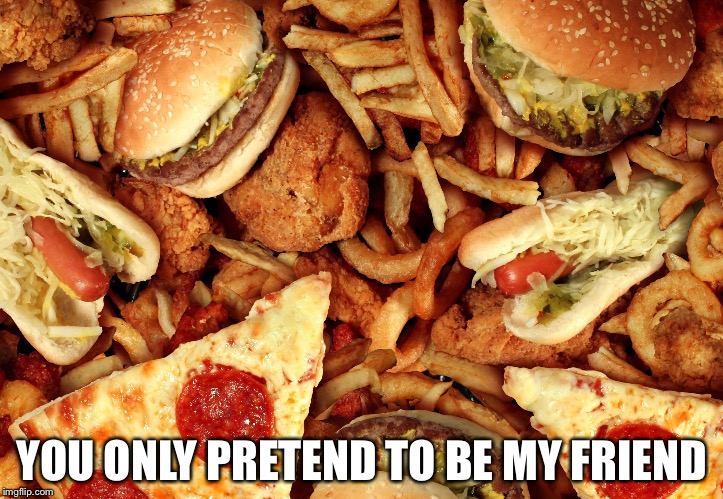 Junk Food | YOU ONLY PRETEND TO BE MY FRIEND | image tagged in junk food | made w/ Imgflip meme maker