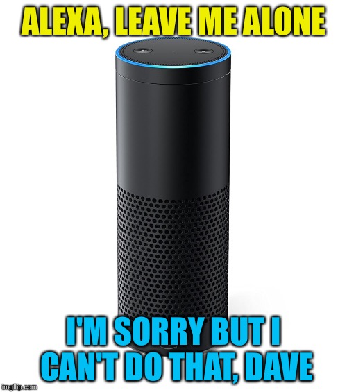 Amazon Echo | ALEXA, LEAVE ME ALONE I'M SORRY BUT I CAN'T DO THAT, DAVE | image tagged in amazon echo | made w/ Imgflip meme maker