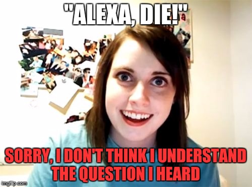 "ALEXA, DIE!" SORRY, I DON'T THINK I UNDERSTAND THE QUESTION I HEARD | made w/ Imgflip meme maker