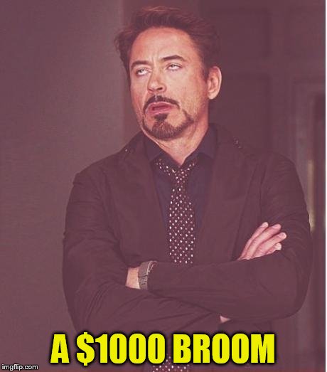 Face You Make Robert Downey Jr Meme | A $1000 BROOM | image tagged in memes,face you make robert downey jr | made w/ Imgflip meme maker