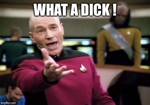 Picard Wtf Meme | WHAT A DICK ! | image tagged in memes,picard wtf | made w/ Imgflip meme maker