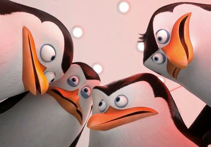 Penguins Huddle Giraffe Blank Meme Template