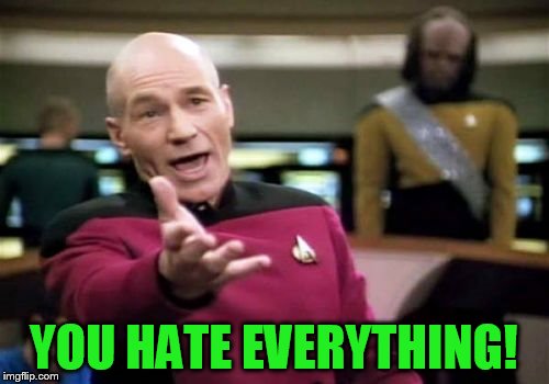 Picard Wtf Meme | YOU HATE EVERYTHING! | image tagged in memes,picard wtf | made w/ Imgflip meme maker