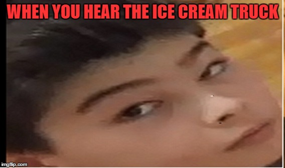 WHEN YOU HEAR THE ICE CREAM TRUCK COMING | WHEN YOU HEAR THE ICE CREAM TRUCK | image tagged in icecream,kids,thatlook,lol,hilarious,suprise | made w/ Imgflip meme maker