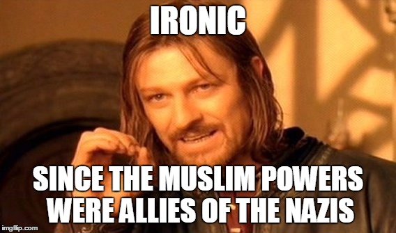 One Does Not Simply Meme | IRONIC SINCE THE MUSLIM POWERS WERE ALLIES OF THE NAZIS | image tagged in memes,one does not simply | made w/ Imgflip meme maker