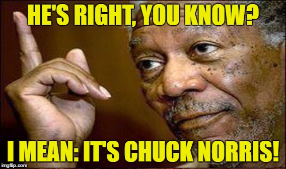 HE'S RIGHT, YOU KNOW? I MEAN: IT'S CHUCK NORRIS! | made w/ Imgflip meme maker