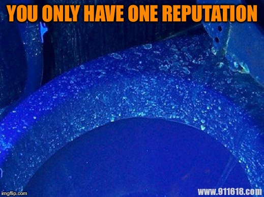 Toilet Under UV Light | YOU ONLY HAVE ONE REPUTATION | image tagged in toilet under uv light | made w/ Imgflip meme maker