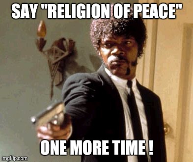 Say That Again I Dare You | SAY "RELIGION OF PEACE"; ONE MORE TIME ! | image tagged in memes,say that again i dare you | made w/ Imgflip meme maker