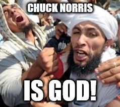 CHUCK NORRIS IS GOD! | image tagged in joyous | made w/ Imgflip meme maker