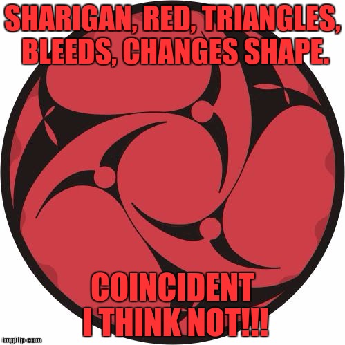 Illuminati | SHARIGAN, RED, TRIANGLES, BLEEDS, CHANGES SHAPE. COINCIDENT I THINK NOT!!! | image tagged in eyes,memes | made w/ Imgflip meme maker