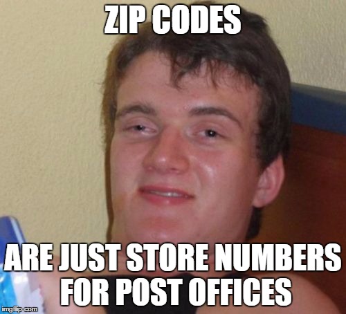 10 Guy Meme | ZIP CODES; ARE JUST STORE NUMBERS FOR POST OFFICES | image tagged in memes,10 guy | made w/ Imgflip meme maker
