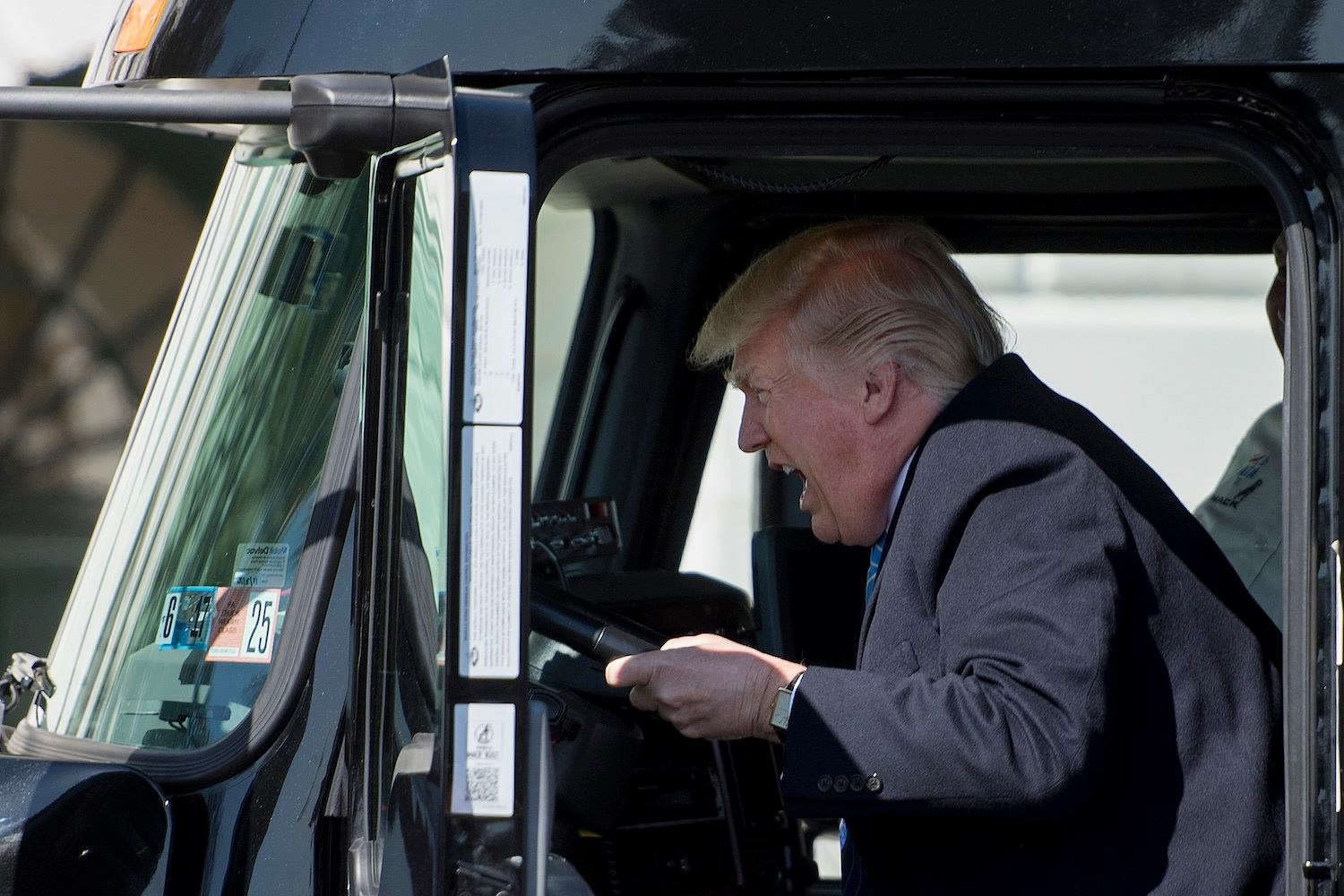 Trump truck president yelling Blank Meme Template