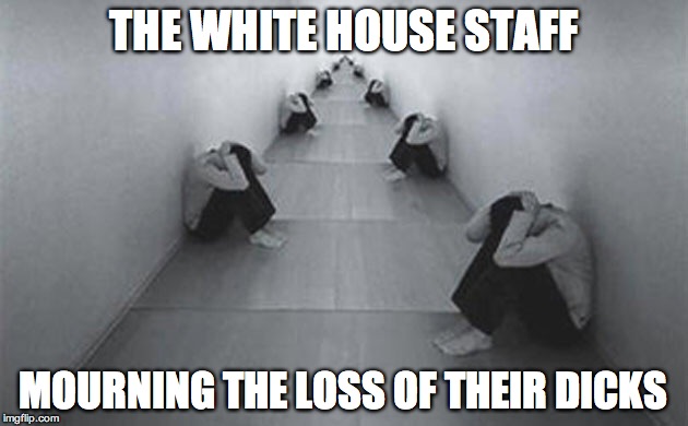 Fear | THE WHITE HOUSE STAFF; MOURNING THE LOSS OF THEIR DICKS | image tagged in fear | made w/ Imgflip meme maker