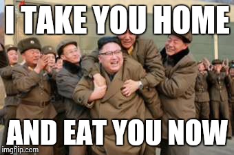 I TAKE YOU HOME; AND EAT YOU NOW | image tagged in kim jong un | made w/ Imgflip meme maker