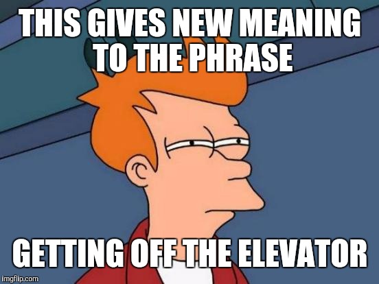 Futurama Fry Meme | THIS GIVES NEW MEANING TO THE PHRASE GETTING OFF THE ELEVATOR | image tagged in memes,futurama fry | made w/ Imgflip meme maker