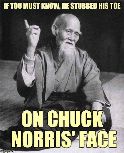 IF YOU MUST KNOW, HE STUBBED HIS TOE ON CHUCK NORRIS' FACE | made w/ Imgflip meme maker