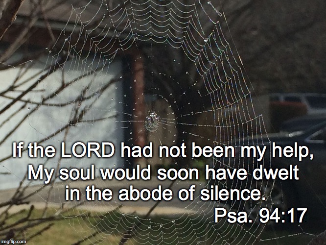 If the LORD had not been my help, My soul would soon have dwelt in the abode of silence. Psa. 94:17 | image tagged in silence | made w/ Imgflip meme maker