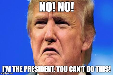 Donald trump crying |  NO! NO! I'M THE PRESIDENT. YOU CAN'T DO THIS! | image tagged in donald trump crying | made w/ Imgflip meme maker