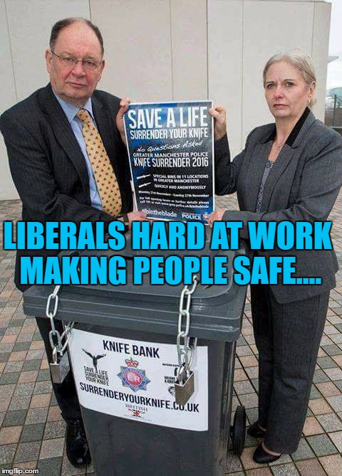 The stupid, IT HURTS!! | LIBERALS HARD AT WORK MAKING PEOPLE SAFE.... | image tagged in liberals | made w/ Imgflip meme maker