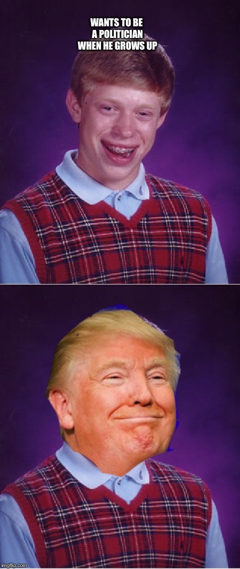 Career day Brian  | WANTS TO BE A POLITICIAN WHEN HE GROWS UP | image tagged in bad luck brian | made w/ Imgflip meme maker
