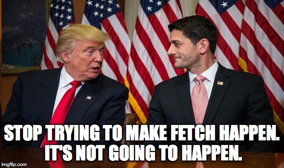 STOP TRYING TO MAKE FETCH HAPPEN. IT'S NOT GOING TO HAPPEN. | image tagged in trump,fetch,mean girls | made w/ Imgflip meme maker