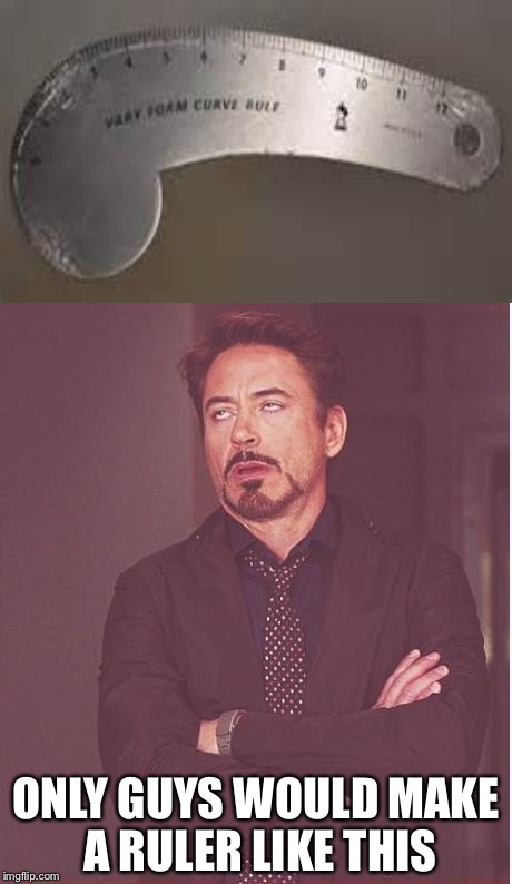 ONLY GUYS WOULD MAKE A RULER LIKE THIS | image tagged in face you make robert downey jr | made w/ Imgflip meme maker