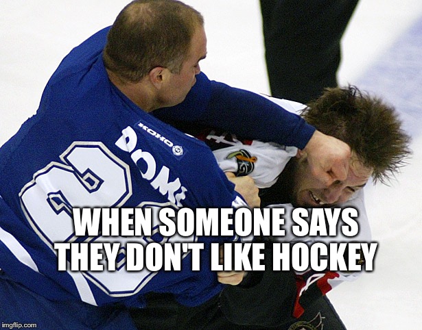 When someone doesn't like hockey | WHEN SOMEONE SAYS THEY DON'T LIKE HOCKEY | image tagged in funny,hockey | made w/ Imgflip meme maker