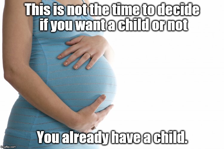 This is not the time to decide if you want a child or not; You already have a child. | image tagged in prolife | made w/ Imgflip meme maker