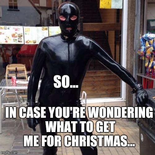 SO... IN CASE YOU'RE WONDERING WHAT TO GET ME FOR CHRISTMAS... | image tagged in gimp suit | made w/ Imgflip meme maker