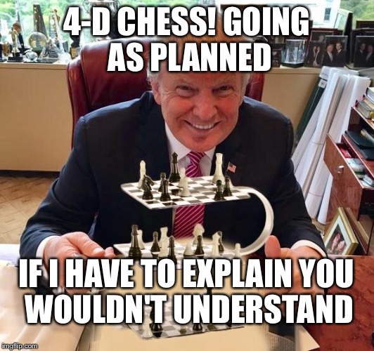 Trump is genius | 4-D CHESS! GOING AS PLANNED; IF I HAVE TO EXPLAIN
YOU WOULDN'T UNDERSTAND | image tagged in trump is genius | made w/ Imgflip meme maker