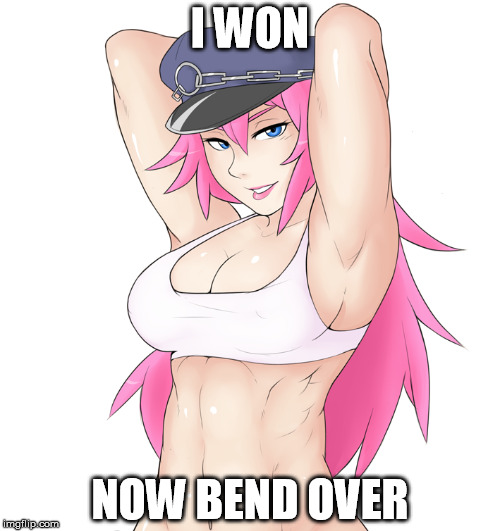 I WON; NOW BEND OVER | image tagged in poison,final fight,transgender,anal,bend over | made w/ Imgflip meme maker