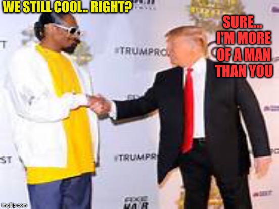 WE STILL COOL.. RIGHT? SURE... I'M MORE OF A MAN THAN YOU | image tagged in snoop dogg | made w/ Imgflip meme maker