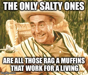 THE ONLY SALTY ONES ARE ALL THOSE RAG A MUFFINS  THAT WORK FOR A LIVING | made w/ Imgflip meme maker