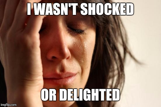 First World Problems Meme | I WASN'T SHOCKED OR DELIGHTED | image tagged in memes,first world problems | made w/ Imgflip meme maker