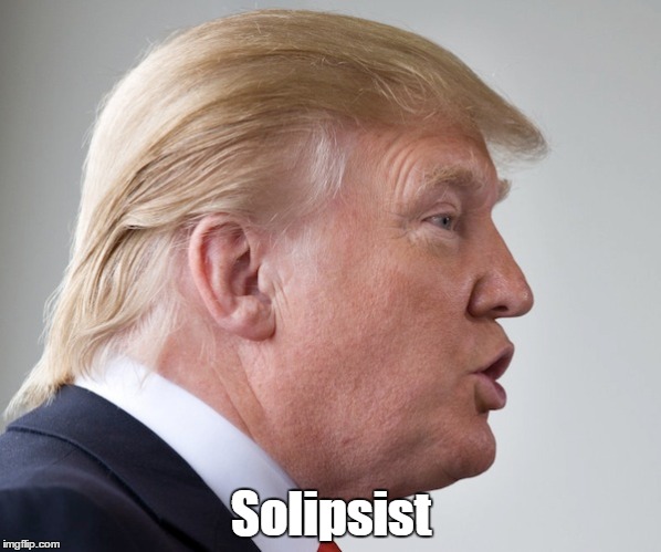 Donald Trump Is A Solipsist | Solipsist | image tagged in egotist trump,egocentric trump,selfish trumpo,solipsist trump,self-serving trump,narcissist trump | made w/ Imgflip meme maker