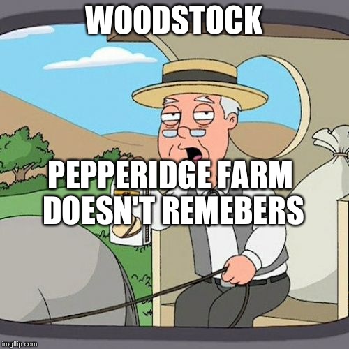 Pepperidge Farm Remembers Meme | WOODSTOCK; PEPPERIDGE FARM DOESN'T REMEBERS | image tagged in memes,pepperidge farm remembers | made w/ Imgflip meme maker