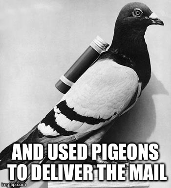 AND USED PIGEONS TO DELIVER THE MAIL | made w/ Imgflip meme maker