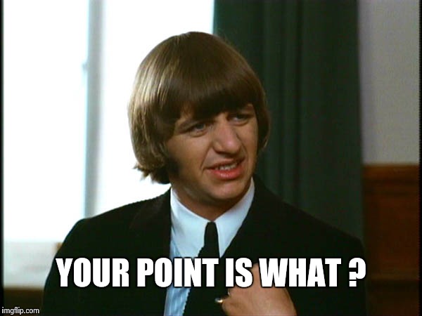 Ringo Starr | YOUR POINT IS WHAT ? | image tagged in ringo starr | made w/ Imgflip meme maker