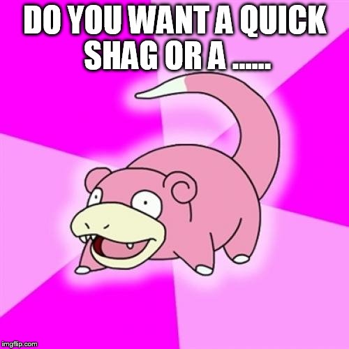 Slowpoke Meme | DO YOU WANT A QUICK SHAG OR A ...... | image tagged in memes,slowpoke | made w/ Imgflip meme maker