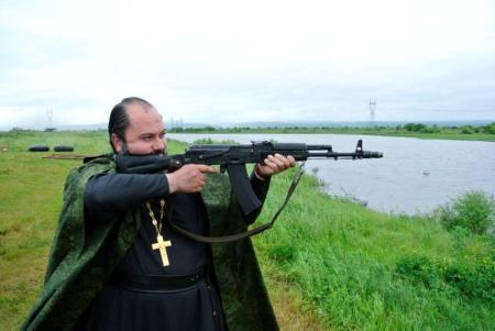 priest with gun Blank Meme Template